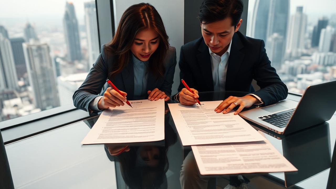 Illustration of Bilingual Thai–English contract drafting and review